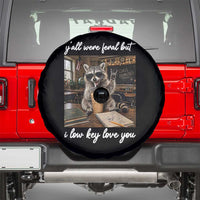 Funny Classroom Raccoon Iced Coffee Teacher Spare Tire Cover Y'all Were Feral But I Low Key Love You