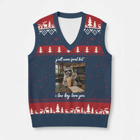 Funny Classroom Raccoon Iced Coffee Teacher V-Neck Knit Sweater Vest Y'all Were Feral But I Low Key Love You