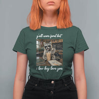 Funny Classroom Raccoon Iced Coffee Teacher T Shirt For Women Y'all Were Feral But I Low Key Love You