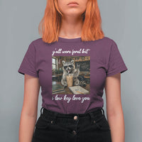 Funny Classroom Raccoon Iced Coffee Teacher T Shirt For Women Y'all Were Feral But I Low Key Love You