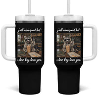 Funny Classroom Raccoon Iced Coffee Teacher Tumbler With Handle Y'all Were Feral But I Low Key Love You