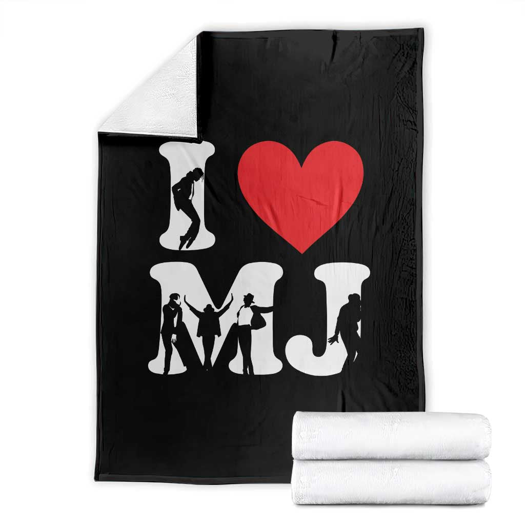 I Heart MJ Dance Silhouette Tribute Throw Blanket Iconic Pop Culture Famous Dance Poses for Music Legend Fans