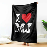 I Heart MJ Dance Silhouette Tribute Throw Blanket Iconic Pop Culture Famous Dance Poses for Music Legend Fans