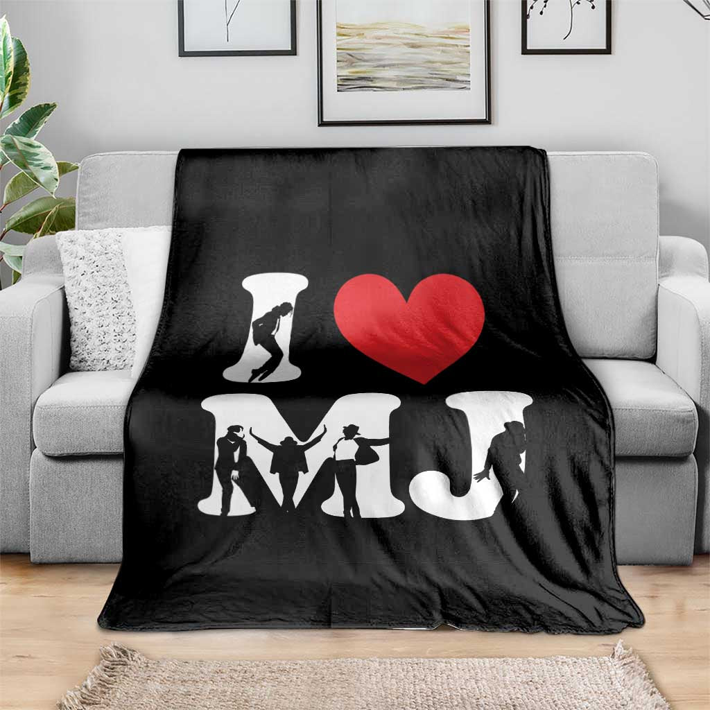 I Heart MJ Dance Silhouette Tribute Throw Blanket Iconic Pop Culture Famous Dance Poses for Music Legend Fans