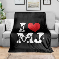 I Heart MJ Dance Silhouette Tribute Throw Blanket Iconic Pop Culture Famous Dance Poses for Music Legend Fans