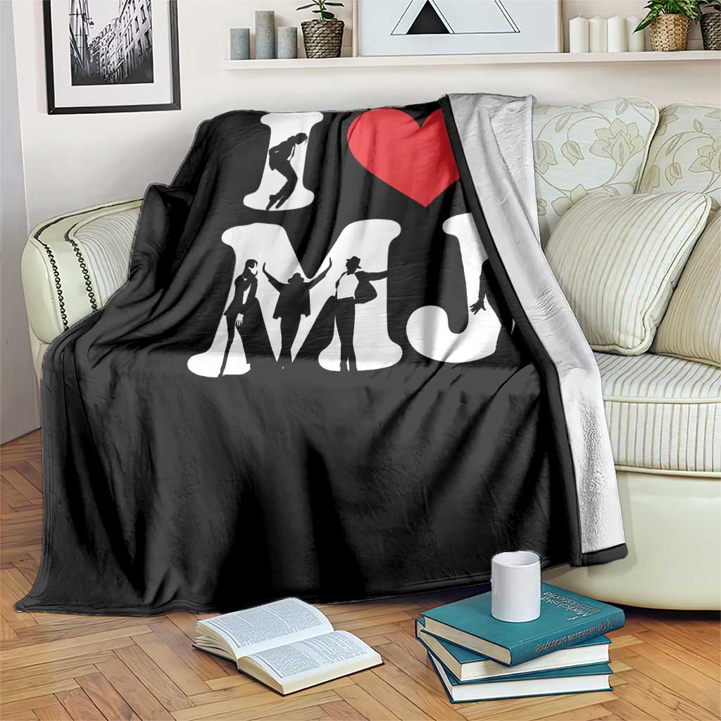 I Heart MJ Dance Silhouette Tribute Throw Blanket Iconic Pop Culture Famous Dance Poses for Music Legend Fans