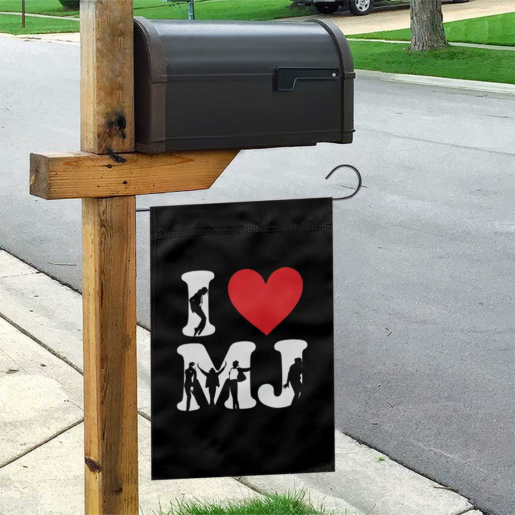 I Heart MJ Dance Silhouette Tribute Garden Flag Iconic Pop Culture Famous Dance Poses for Music Legend Fans