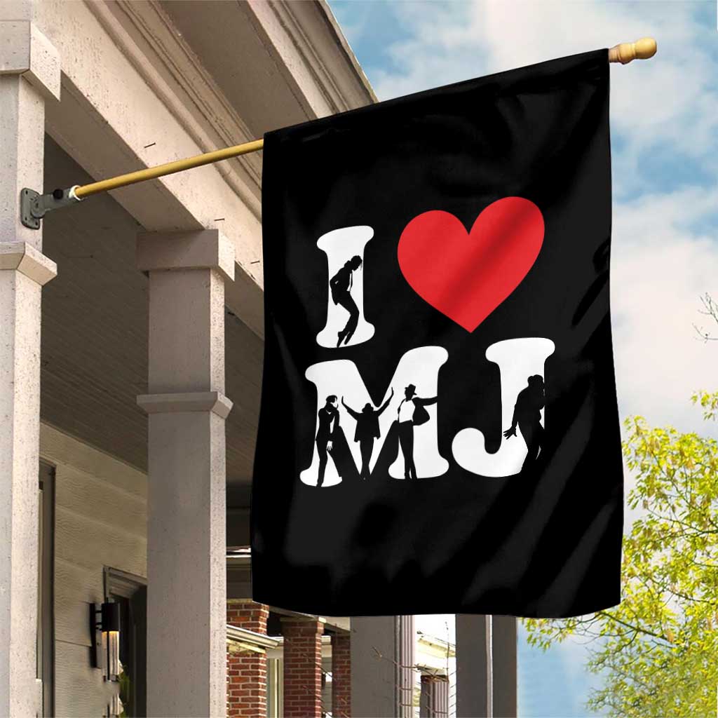 I Heart MJ Dance Silhouette Tribute Garden Flag Iconic Pop Culture Famous Dance Poses for Music Legend Fans