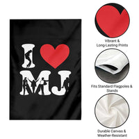 I Heart MJ Dance Silhouette Tribute Garden Flag Iconic Pop Culture Famous Dance Poses for Music Legend Fans