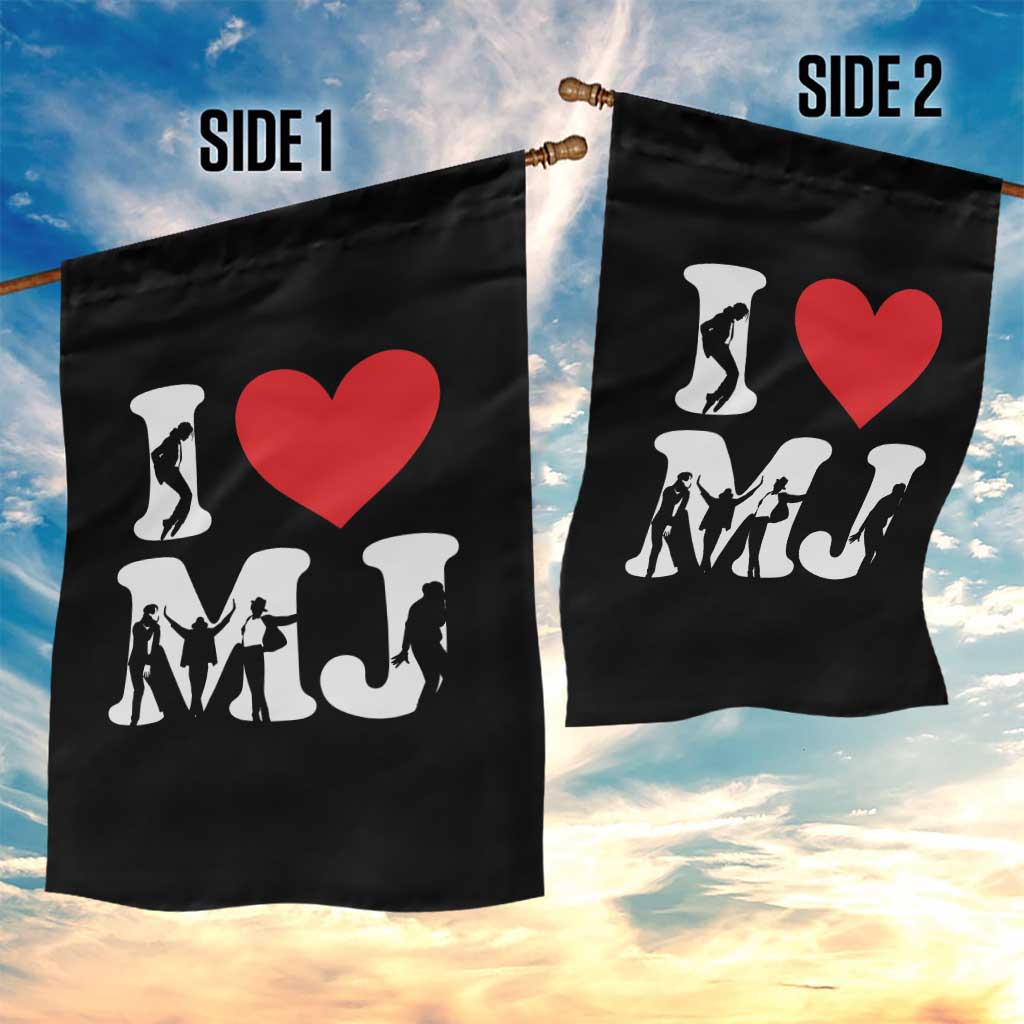 I Heart MJ Dance Silhouette Tribute Garden Flag Iconic Pop Culture Famous Dance Poses for Music Legend Fans
