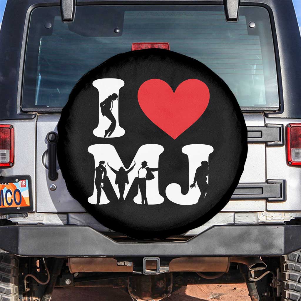 I Heart MJ Dance Silhouette Tribute Spare Tire Cover Iconic Pop Culture Famous Dance Poses for Music Legend Fans