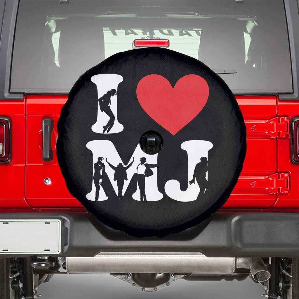 I Heart MJ Dance Silhouette Tribute Spare Tire Cover Iconic Pop Culture Famous Dance Poses for Music Legend Fans
