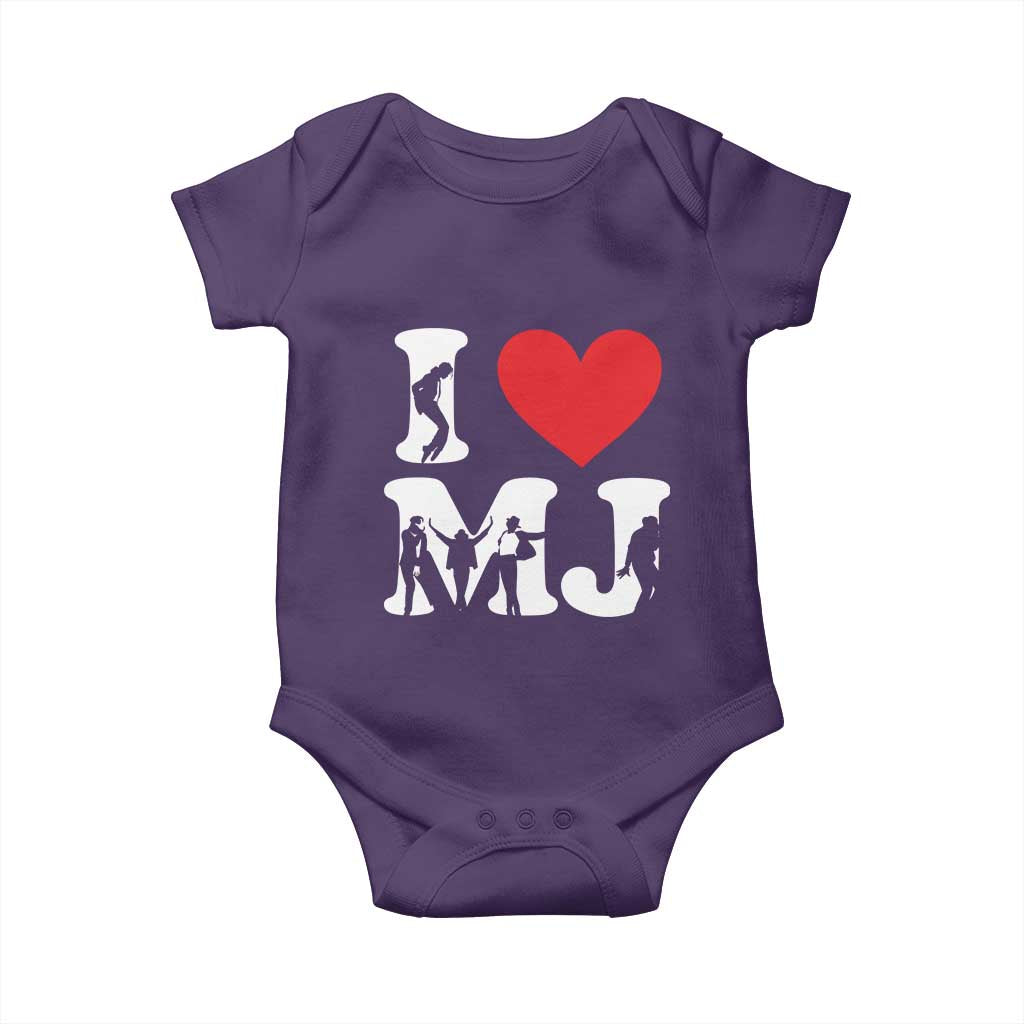 I Heart MJ Dance Silhouette Tribute Baby Onesie Iconic Pop Culture Famous Dance Poses for Music Legend Fans