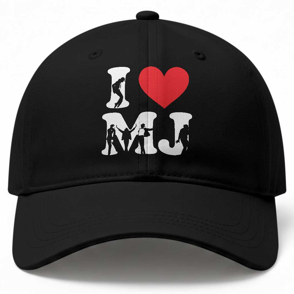 I Heart MJ Dance Silhouette Tribute Baseball Cap Iconic Pop Culture Famous Dance Poses for Music Legend Fans