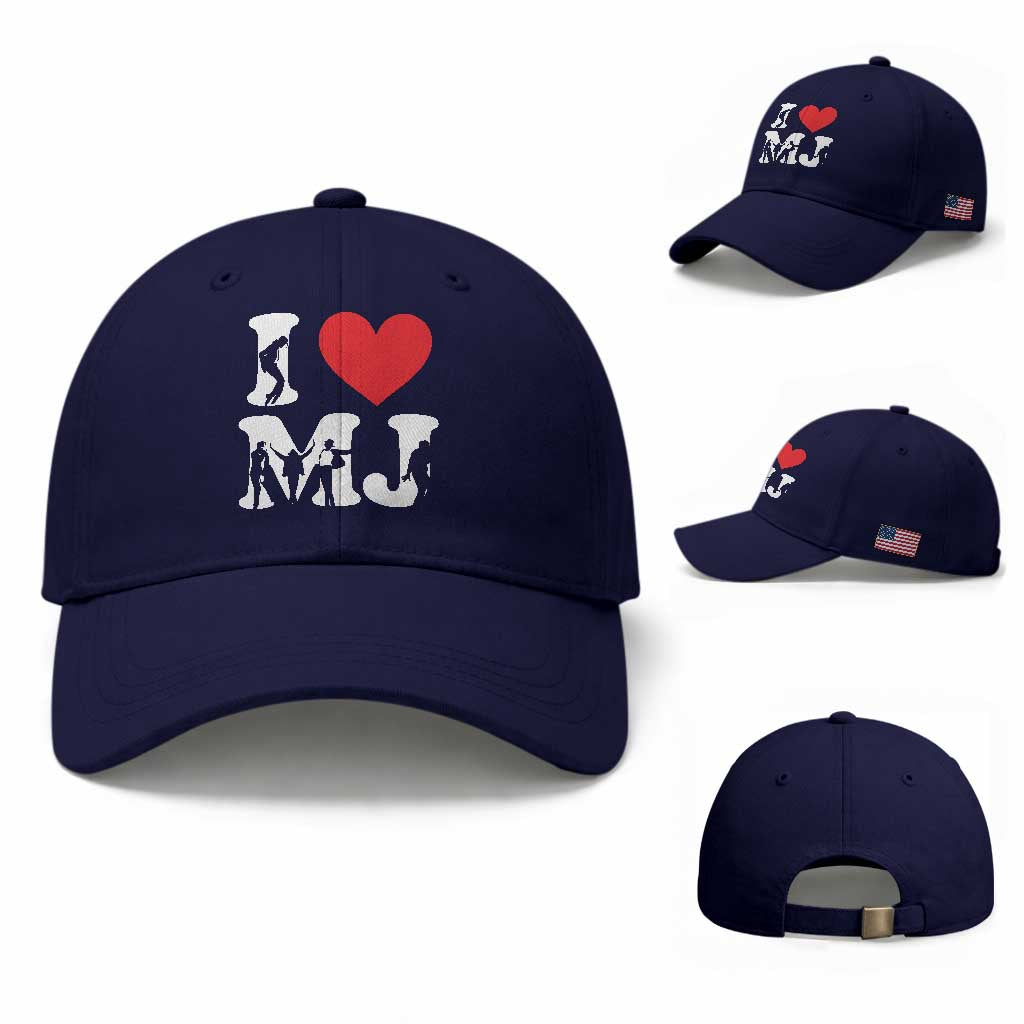 I Heart MJ Dance Silhouette Tribute Baseball Cap Iconic Pop Culture Famous Dance Poses for Music Legend Fans