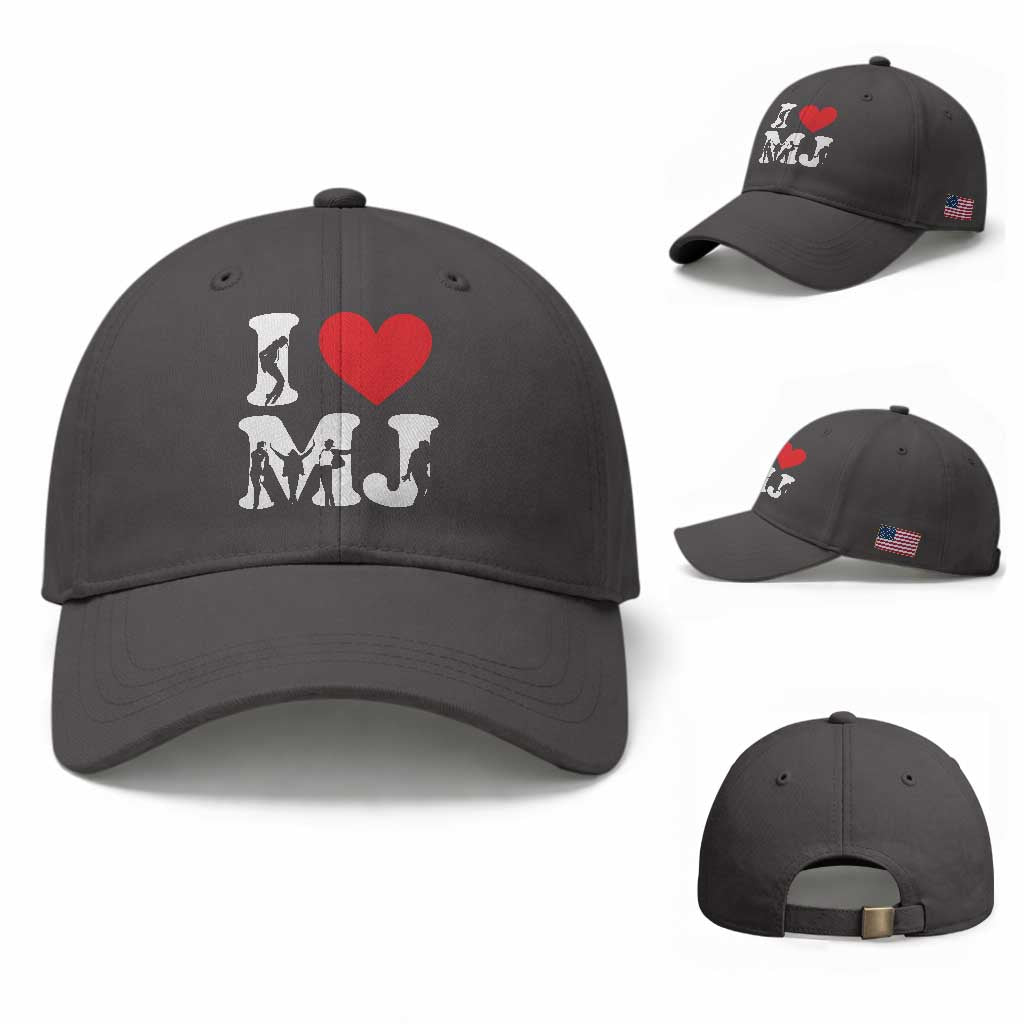 I Heart MJ Dance Silhouette Tribute Baseball Cap Iconic Pop Culture Famous Dance Poses for Music Legend Fans