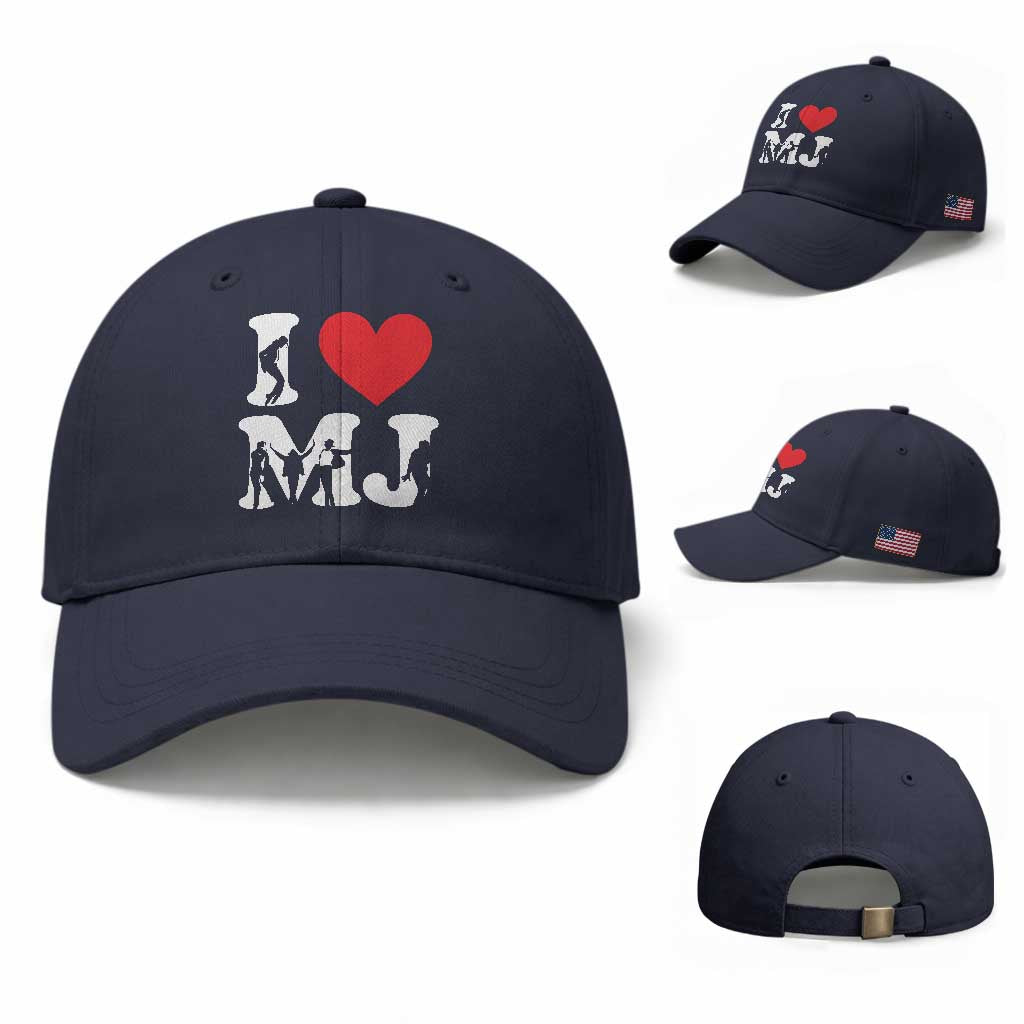 I Heart MJ Dance Silhouette Tribute Baseball Cap Iconic Pop Culture Famous Dance Poses for Music Legend Fans