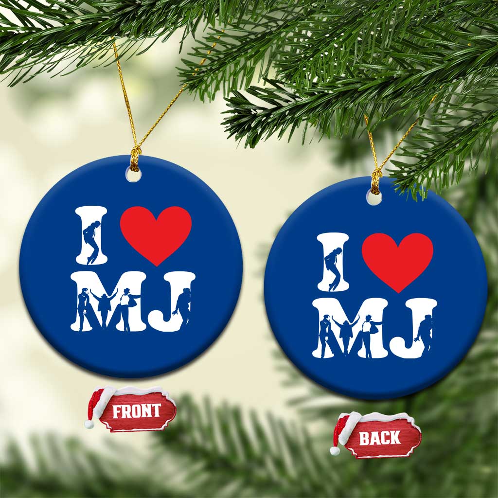 I Heart MJ Dance Silhouette Tribute Ceramic Ornament Iconic Pop Culture Famous Dance Poses for Music Legend Fans