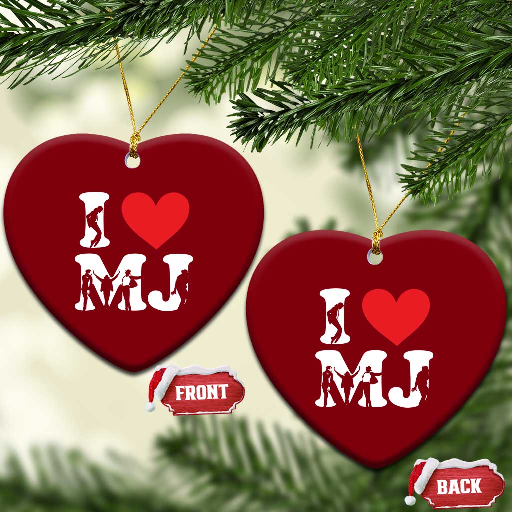 I Heart MJ Dance Silhouette Tribute Ceramic Ornament Iconic Pop Culture Famous Dance Poses for Music Legend Fans