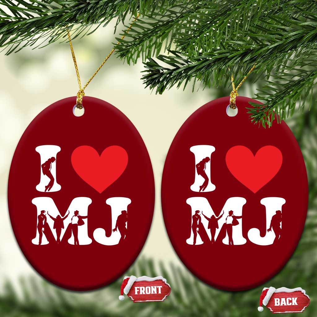 I Heart MJ Dance Silhouette Tribute Ceramic Ornament Iconic Pop Culture Famous Dance Poses for Music Legend Fans