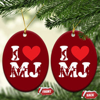 I Heart MJ Dance Silhouette Tribute Ceramic Ornament Iconic Pop Culture Famous Dance Poses for Music Legend Fans