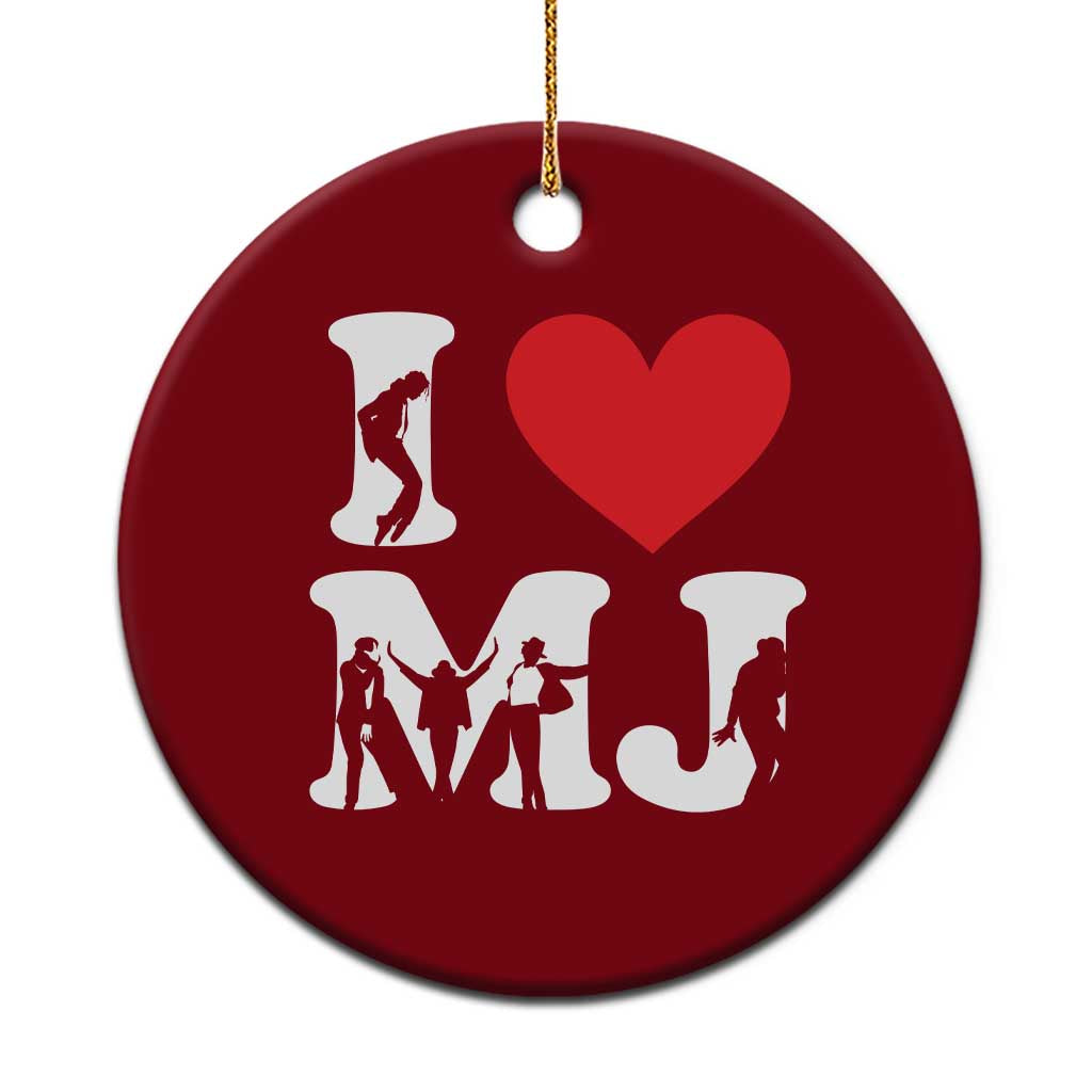I Heart MJ Dance Silhouette Tribute Ceramic Ornament Iconic Pop Culture Famous Dance Poses for Music Legend Fans