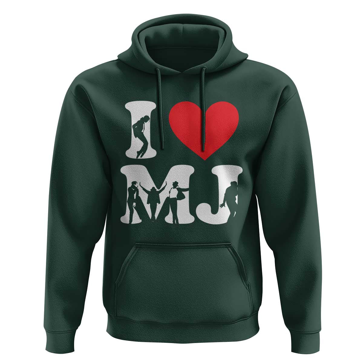 I Heart MJ Dance Silhouette Tribute Hoodie Iconic Pop Culture Famous Dance Poses for Music Legend Fans
