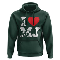 I Heart MJ Dance Silhouette Tribute Hoodie Iconic Pop Culture Famous Dance Poses for Music Legend Fans
