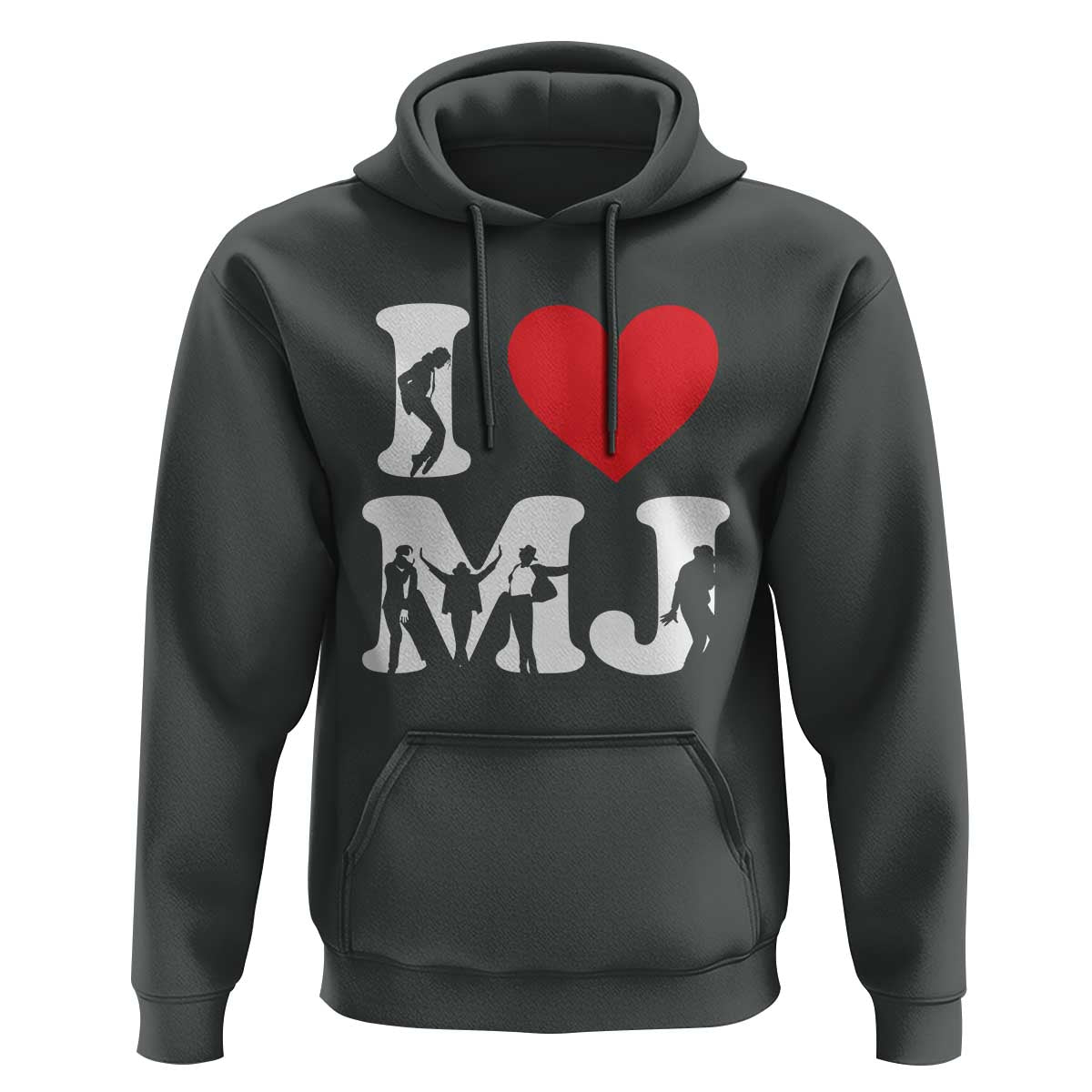 I Heart MJ Dance Silhouette Tribute Hoodie Iconic Pop Culture Famous Dance Poses for Music Legend Fans