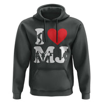 I Heart MJ Dance Silhouette Tribute Hoodie Iconic Pop Culture Famous Dance Poses for Music Legend Fans