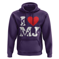 I Heart MJ Dance Silhouette Tribute Hoodie Iconic Pop Culture Famous Dance Poses for Music Legend Fans