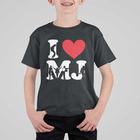 I Heart MJ Dance Silhouette Tribute T Shirt For Kid Iconic Pop Culture Famous Dance Poses for Music Legend Fans