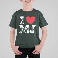 I Heart MJ Dance Silhouette Tribute T Shirt For Kid Iconic Pop Culture Famous Dance Poses for Music Legend Fans