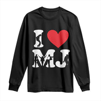 I Heart MJ Dance Silhouette Tribute Long Sleeve Shirt Iconic Pop Culture Famous Dance Poses for Music Legend Fans