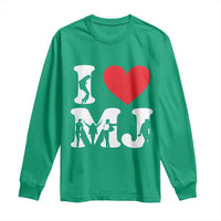 I Heart MJ Dance Silhouette Tribute Long Sleeve Shirt Iconic Pop Culture Famous Dance Poses for Music Legend Fans