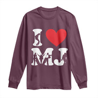 I Heart MJ Dance Silhouette Tribute Long Sleeve Shirt Iconic Pop Culture Famous Dance Poses for Music Legend Fans