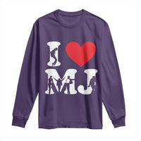 I Heart MJ Dance Silhouette Tribute Long Sleeve Shirt Iconic Pop Culture Famous Dance Poses for Music Legend Fans