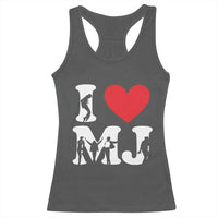 I Heart MJ Dance Silhouette Tribute Racerback Tank Top Iconic Pop Culture Famous Dance Poses for Music Legend Fans