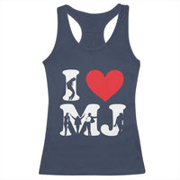 I Heart MJ Dance Silhouette Tribute Racerback Tank Top Iconic Pop Culture Famous Dance Poses for Music Legend Fans