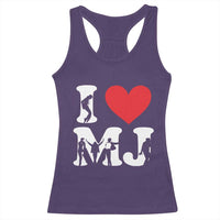 I Heart MJ Dance Silhouette Tribute Racerback Tank Top Iconic Pop Culture Famous Dance Poses for Music Legend Fans