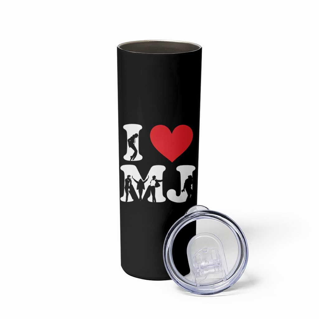 I Heart MJ Dance Silhouette Tribute Skinny Tumbler Iconic Pop Culture Famous Dance Poses for Music Legend Fans