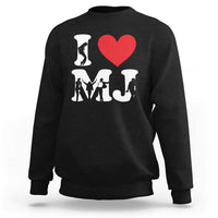 I Heart MJ Dance Silhouette Tribute Sweatshirt Iconic Pop Culture Famous Dance Poses for Music Legend Fans