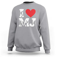 I Heart MJ Dance Silhouette Tribute Sweatshirt Iconic Pop Culture Famous Dance Poses for Music Legend Fans