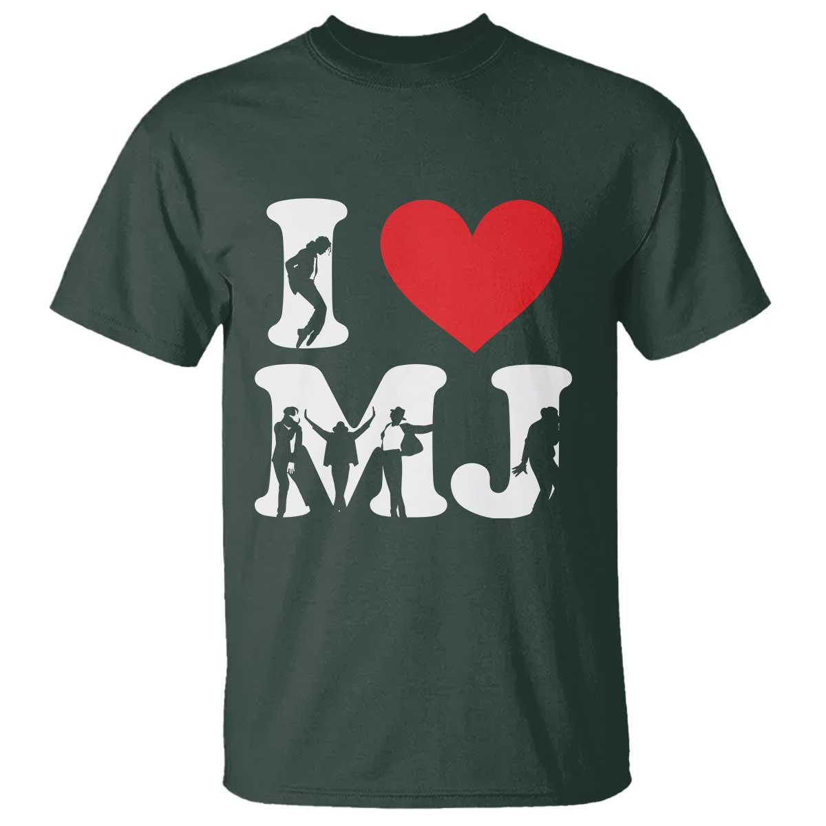 I Heart MJ Dance Silhouette Tribute T Shirt Iconic Pop Culture Famous Dance Poses for Music Legend Fans