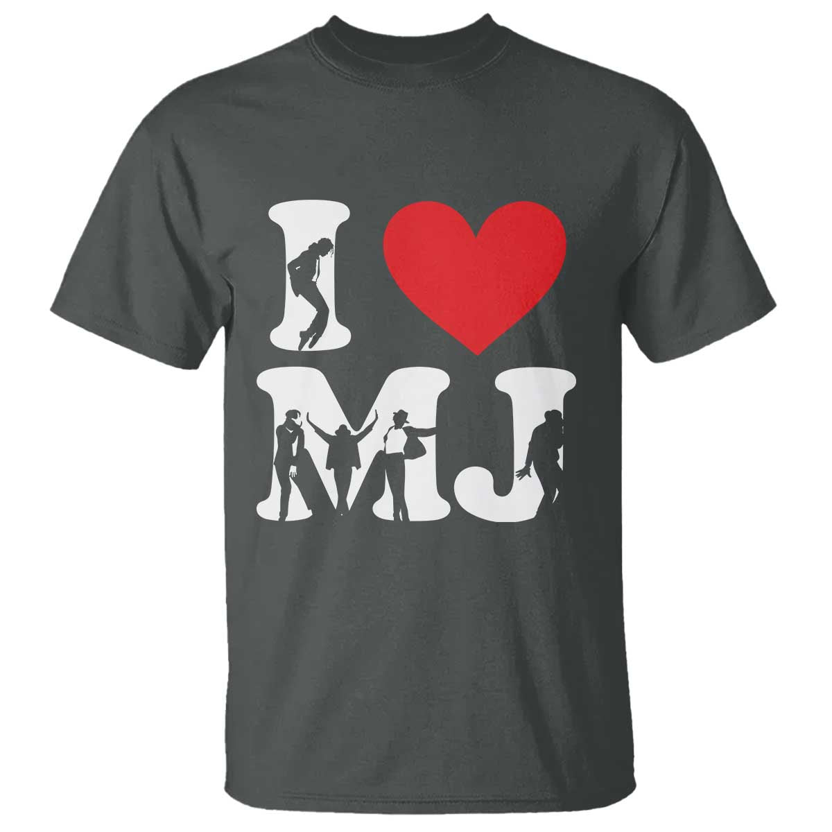 I Heart MJ Dance Silhouette Tribute T Shirt Iconic Pop Culture Famous Dance Poses for Music Legend Fans