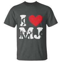 I Heart MJ Dance Silhouette Tribute T Shirt Iconic Pop Culture Famous Dance Poses for Music Legend Fans