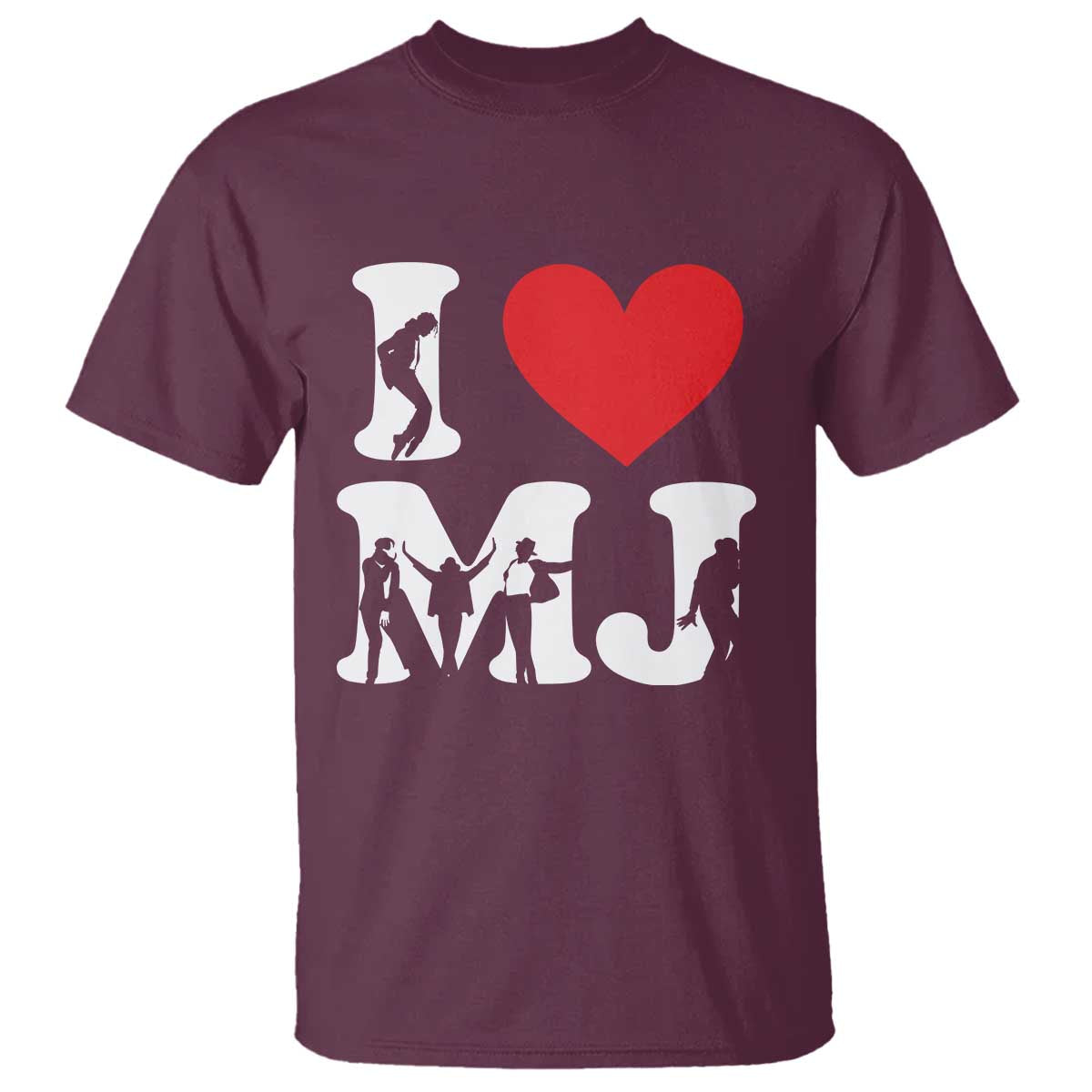 I Heart MJ Dance Silhouette Tribute T Shirt Iconic Pop Culture Famous Dance Poses for Music Legend Fans