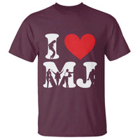 I Heart MJ Dance Silhouette Tribute T Shirt Iconic Pop Culture Famous Dance Poses for Music Legend Fans