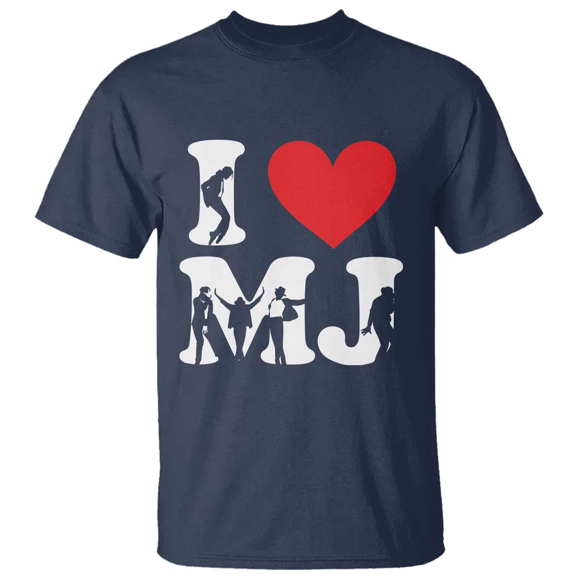 I Heart MJ Dance Silhouette Tribute T Shirt Iconic Pop Culture Famous Dance Poses for Music Legend Fans