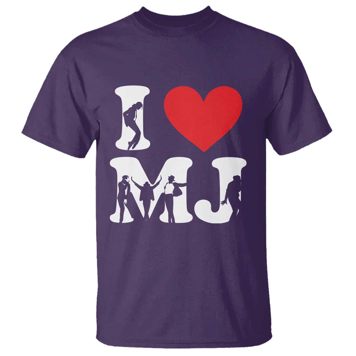I Heart MJ Dance Silhouette Tribute T Shirt Iconic Pop Culture Famous Dance Poses for Music Legend Fans
